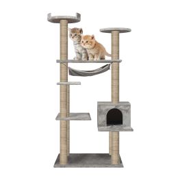 55.1" Multi-Scratcher Scratching Post Cat Tree ï¿½ï¿½ï¿½ Grey