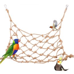 40*40cm Parrot Climbing Net Bird Toy Swing Rope Net Bird Stand Net Hammock With Hook Bird Hanging Climbing Chewing Biting Toys